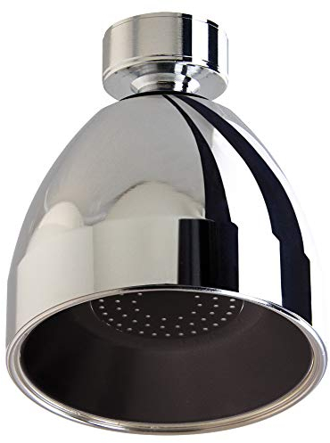 Siroflex 2765/S Soffione Doccia Fisso Made in Italy, Con Snodo In Ottone Cromato | Cromato Nero | Soffione Per Doccia Anticalcare | Con Riduttore Flusso Risparmio Acqua