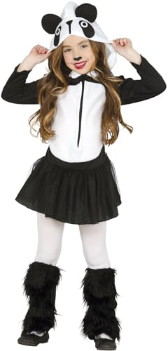 FIESTAS GUIRCA | Costume Orsa Panda Bambini (10-12 Anni) - Vestito, Cappuccio e Scaldamuscoli - Costumi da Animali e Orsi per Halloween e Feste in Maschera - Ideale per Bambine - Bianco e Nero