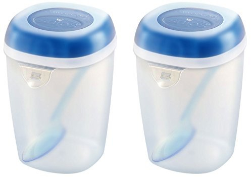 Kigima, contenitore yogurt da asporto con scomparto per raffreddamento e cucchiaio, set da 2 pezzi 2x blau
