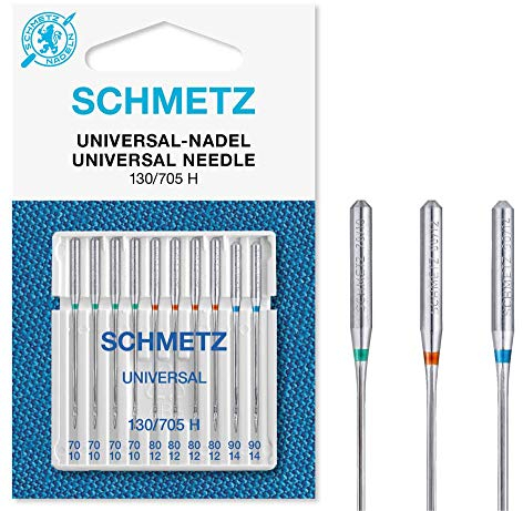 SCHMETZ | 10 Aiguilles pour machines à coudre | Universal | 130/705 H | Grosseur 70/10-90/14