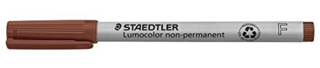 Staedtler 316-7 Lumocolor Universalstift F-Spitze, 0.6 mm, 10 Stück, braun | Torkbar foliepenna, vattenlöslig – för folie – artikelnr. 316-7