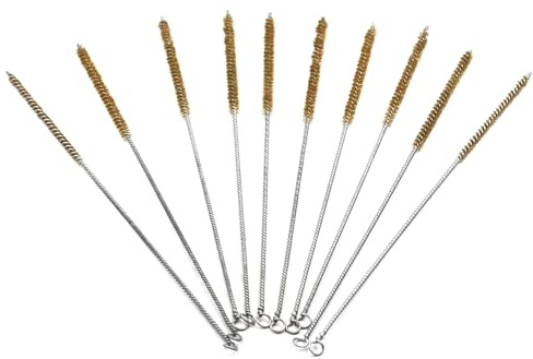Preamer 6mm/ 0.25 Diameter Brass Wire Tube Brush Cleaning Tool Pipe Cleaners Brush for Tube Bottle Pipe Welding Slag and Rust Remove Cleaner Tool , 10pcs