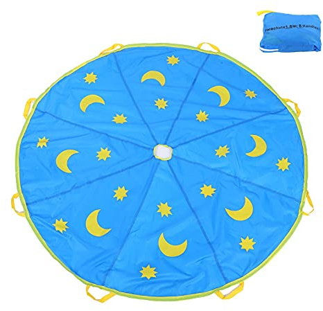 Kids Parachute, Starry Design Parenting Children Sports Rainbow Umbrella Kids Jump-sack Play Outdoor Sport Square Ballute Parachute