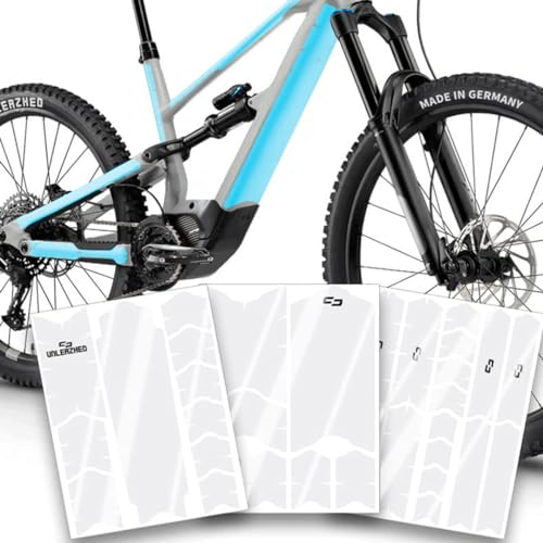 unleazhed Bike Protection BP01 E-Frame Clear GLÄNZEND | Rahmenschutzfolie für E-Bikes | Made in Germany| E-Mountainbikes | 33 -teiliges komplett Rahmenschutz-Set | Extra breit