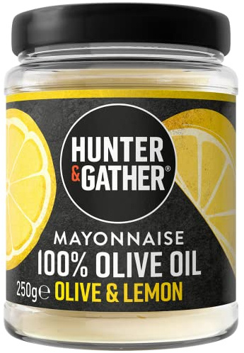 Hunter & Gather Olive and Lemon Olive Oil Mayonnaise 250g | Made with Olive Oil & British Free Range Egg Yolk | Paleo, Keto, Sugar and Gluten Free Olive Oil Mayo | Free from Artificial Flavourings