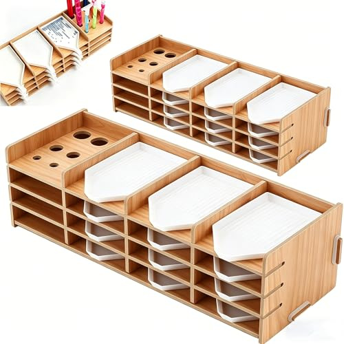 Wooden Diamond Painting Tray with Drill Pen Holder,16 Slots,Organizational
