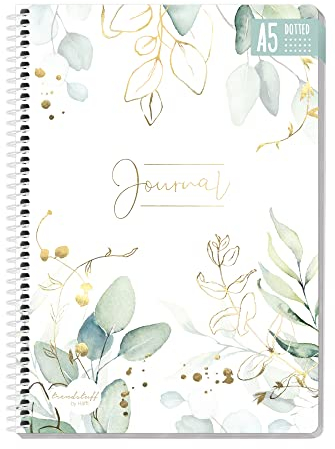 paper&you® dotted Journal A5 mit Spiralbindung Blattgold 160 Seiten, Notizbuch gepunktet mit Spirale, College-Block, Spiral-Block, Notizblock - nachhaltig & klimafreundlich