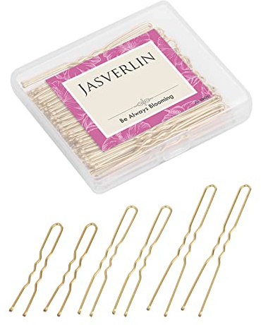 JASVERLIN Blonde U Shaped Hair Pin for Buns, Gold U Hair Large Mini Bobby Pins for Women Girls Updo Wedding Hairstyles Accessories Size Assortment 150pcs