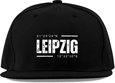 Maikomanija Leipzig Koordinaten Deutschland Stadtreise Memento Baumwolle Flach Visier Fullcap Baseball Cap Trucker Mütze Unisex Sport Atmungsaktiv, Schwarz , One size