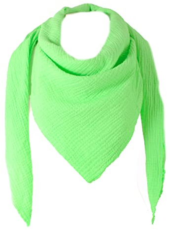 stylx XXL Tuch 23 Farben Farbwahl Halstuch Musselintuch Musselin Damen Damenhalstuch Dreieckstuch Schal Herren Männer Frauen Herrenhalstuch Dreieckig leicht (einlagig) (neon grün)