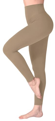 SINOPHANT Leggings Damen High Waist - Blickdicht Leggins mit Bauchkontrolle für Sport Yoga Gym(1 Khaki,L-XL)