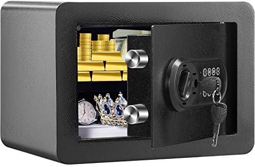 VEVOR Safe, 0.5 Cubic Feet Home Safe, Steel Security Safe with Digital Keypad and 2 Keys, Wall-Mounted Cabinet Safe Protect Cash, Gold, Jewelry, Documents for Home, Hotel, 13.8 x 9.8 x 9.8 inches