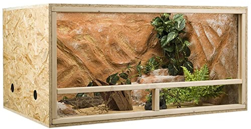 GECKOX OSB Terrarium en bois 120 x 60 x 60 cm avec ventilation latérale, kit de moulures : sans kit de moulures, paquet de sécurité : sans paquet de sécurité