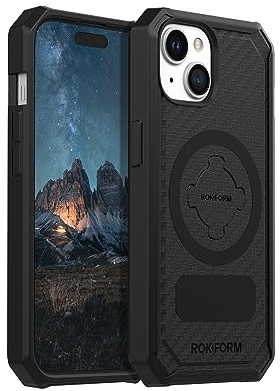 Rokform Schutzhülle für iPhone 15, Rugged-Serie, magnetisch, iPhone 15-Cover mit RokLock-Drehverschluss, fallgetestete Schutzhülle (Schwarz)