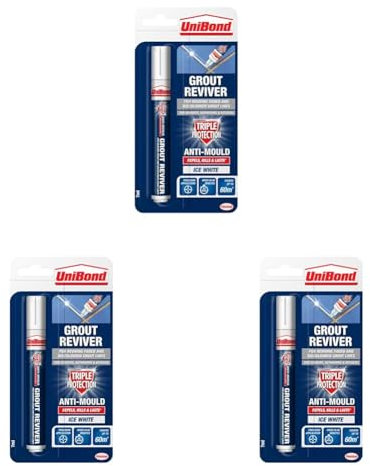 Unibond Grout Reviver Pen, White Grout Pen for Bathroom Grout Joints, Easy to Use Tile Grout Pen, Whitener for Restoring Discoloured & Faded Joints, 1x7ml (Pack of 3)