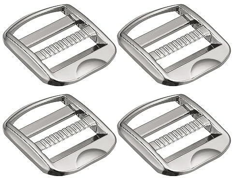 QUARKZMAN Metal Escalera Hebilla Deslizador 4uds 25mm(1) ID Plata Gris | Tri-Deslizante Metal Ajustables Hebillas para Correa Mochila Correa