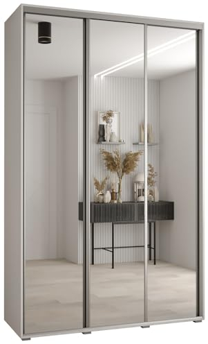 Kleiderschrank mit Spiegel Davos 2 Garderobenschrank - Schrank Schlafzimmer - Mehrzweckschrank 2 Schiebetüren - Regalen - Flur Möbel - Kleiderstange Schrank - Allzweckschrank - closet - Gaderobe