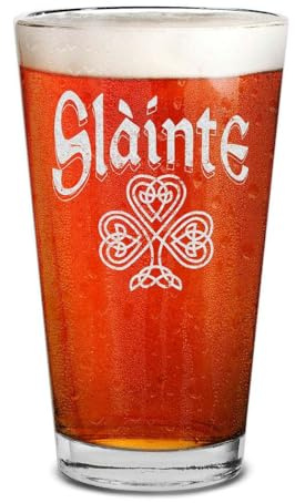 shop4ever Slainte Irish Cheers Toast Laser Engraved Beer Pint Glass 16 oz. St. Patrick's Day Gift for Him