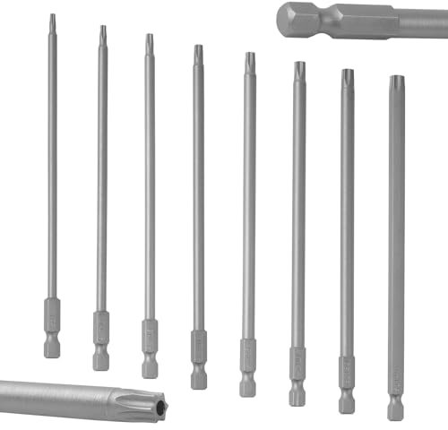 Juego de puntas de destornillador Torx (8 unidades, 1/4 x 150 mm, magnéticas, Torx, T8/T10/T15/T20/T25/T27/T30/T40, 8, 150 mm)