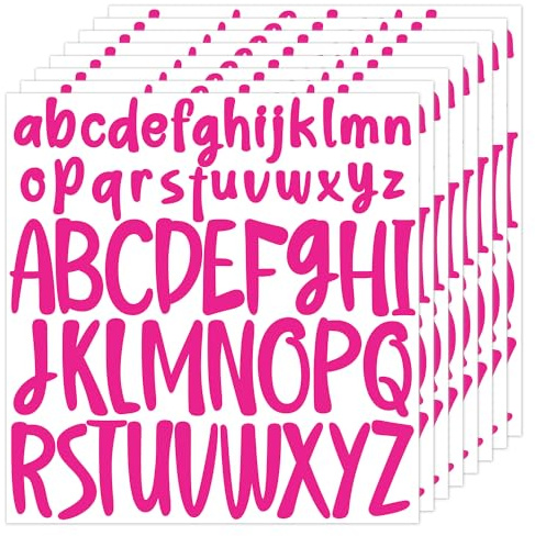 416pcs 8 Sheets Letter Stickers, 1 Inch 2 Inch Self-Adhesive Capital & Lowercase Alphabet Stickers Pink Small Large Vinyl Stick On Decals for Crafts Scrapbooking Mailbox Window Poster (Rose Red)