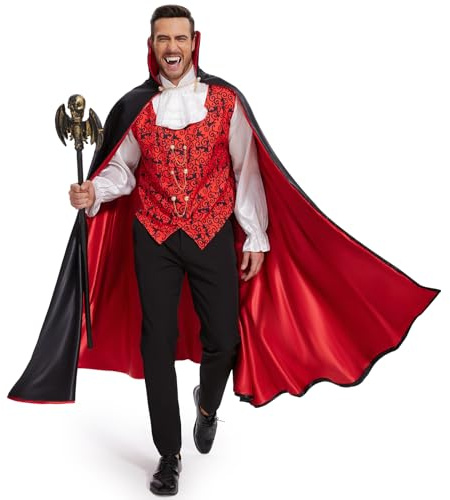 BuzzoXerex Costume Vampire Homme, Deguisement Halloween Homme Vampire, costume halloween Vampire avec Cape de Vampire, Eptre de Chauve Souris pour Halloween, Fête Cosplay (L)