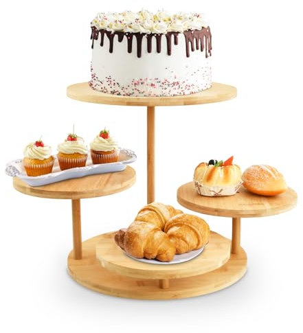 Mapille Soporte para Tartas de 4 Niveles, Soporte para Cupcakes de Madera, Soporte de Exhibición para Tartas, Soporte para Pasteles, Postres, Donuts, Frutas y Pretzels, para Bodas Cumpleaños Fiestas