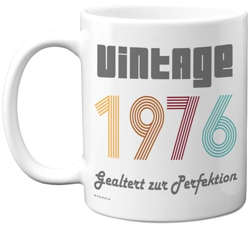 50. Geburtstagsgeschenke – 'Vintage 1976 Gealtert zur Perfektion' Tasse – Geburtstag Retro Tasse für Männer und Frauen, 325 ml Premium-Keramiktasse, Spülmaschinenfest