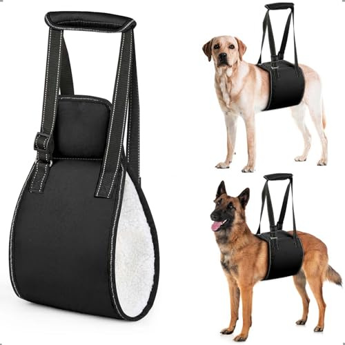 OHCOZZY Nero Imbracatura per Cani con Maniglia, Pettorina Cane Taglia Regolabile per la Riabilitazione, Morbido Supporto per Le Zampe Posteriori per Cani Anziani, feriti, disabili,L