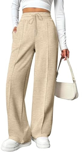 Joligiao Pantaloni Tuta Donna Larghi Pantaloni Sportivi Donna Vita Alta Pantalone Eleganti Casual Pantalone Palazzo Elasticizzati con Tasche e Coulisse per Jogging Fitness Sport Yoga Trekking Palestra