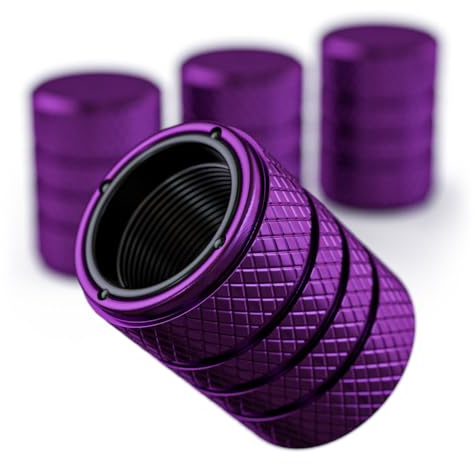 PC Autoworks Aluminum Tire Valve Stem Caps – Anti-Rust, Premium Anodized Aluminum, Corrosion-Resistant, Easy Install, Universal Fit for Car, Truck, Bike, SUV – 1 Pack/Set of 4 (Plum Purple)