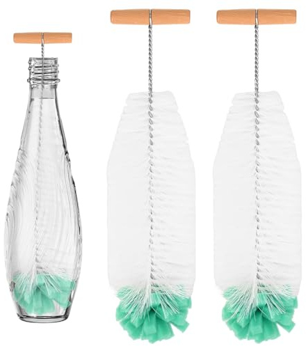 2pcs Goupillon Bouteille 33cm, Brosse Gourde, Brosse Longue avec Éponge et Poils Ecouvillon Bouteille Nettoyage sans Rayures pour Bouteilles en Verre Carafe en Verres