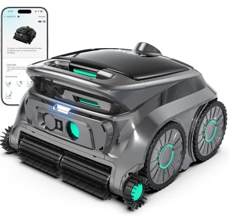 WYBOT OS600 Robot Piscina, Senza Fili, Pulizia Fondo E Pareti, Autonomia 120 Min, Navigazione Intelligente, Parcheggio Automatico, per Piscine Interrate E Fuori Terra, Verde Scuro