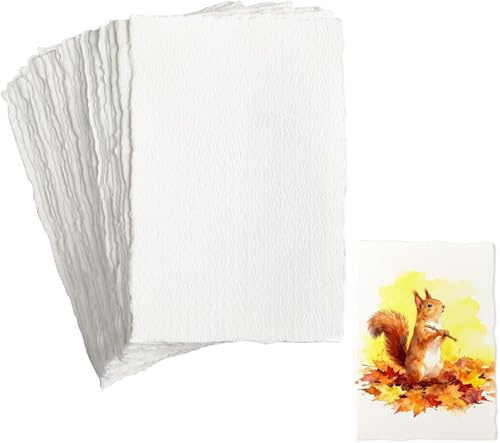 30 stycken kontorspapper A6 handgjort vitt, akvarellpapper, strukturpapper, bomullspapper, tjockt 300 GSM, blandat media, tjockt papper