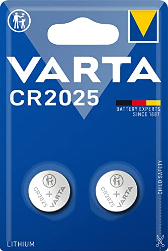 VARTA Batterien Knopfzelle CR2025, 2 Stück, Lithium Coin, 3V, kindersichere Verpackung, für elektronische Kleingeräte - Autoschlüssel, Fernbedienungen, Waagen