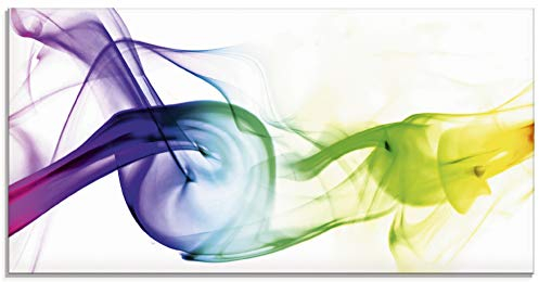 ARTland Wanddeko Glasbilder Wandbild Glas Bild einteilig 100x50 cm Querformat Design Abstrakte Kunst Farben Muster Rauch Bunt T5QF