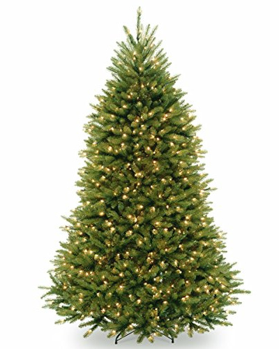 National Tree Company 7.5 ft Pre-Lit Dunhill Fir Artificial Christmas Tree, 750 Clear Lights, 2,514 Tips, PowerConnect, Includes Stand, Green