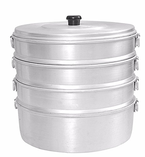 Finaldeals Aluminium Momos ångkokare 20 cm med 4 nivåer vattenkapacitet 2,3 liter