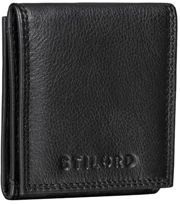 STILORD “Cody” Mini Portamonete Pelle con Ccomparto per Banconote Uomo Pelle Vintage Slim Wallet Mini Scatola Portafoglio Piccolo in Vera Pelle Colore:nero