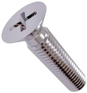 M4x25 Försänkta maskinskruvar, Phillips bultar, Fästelement med platt infälld korsning, helt gängad 4mm Förzinkad skruv lämplig för metall, Konstruktion, installation, DIY (Pack of 50)