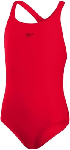 Speedo Junior Girl'S Eco Endurance+ Medalist Swimsuit | Chlorine Resistance | Recycled Fabric | Comfort Fit | Swimming Lessons | Swim Holiday, Fed Red, 11-12 Years