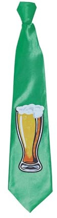 FIESTAS GUIRCA Cravatta Verde con Stampa Birra di San Patrizio, Verde, L