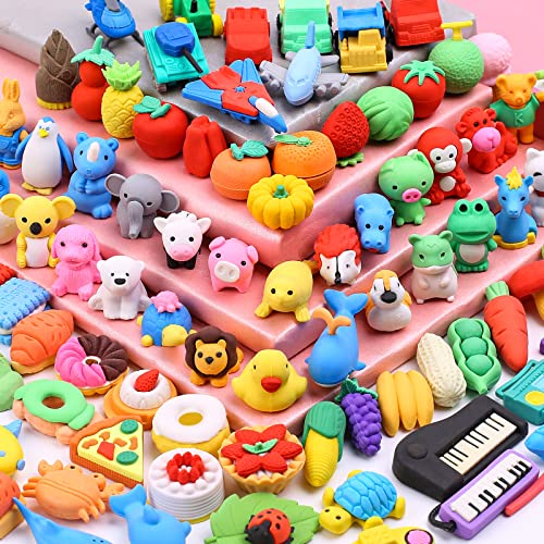 100 Stück Radiergummi Kinder Eraser Radierer Radiergummis in Form von Tieren Radierer Spielzeug Radiergummi Bunt Radiergummis für Kinder Puzzle-Spielzeug Gastgeschenk Geschenke für Geburtstag Party