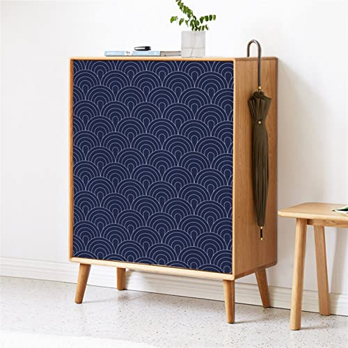 LIVEINU Schrankvorhänge für Küche, Kleiderschrank, Badezimmer, Staubdichter Vorhang für Regale, Wandpaneele, hängende Tür, Japanische Noren, Klettverschluss 80cm B x 130cm H Geometrisches Blau