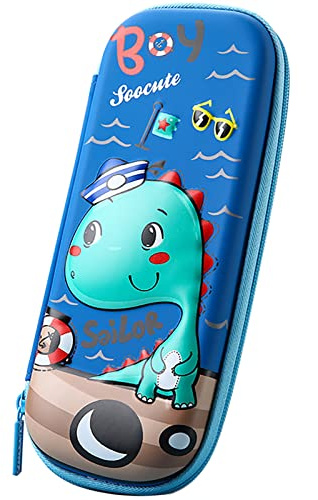 MCWTH Pencil Case for Kids Girls 3D Sailor Dinosaur Large Capacity Waterproof Pencil Box with Compartments Cute Pen Pouch for Kindergarten and School