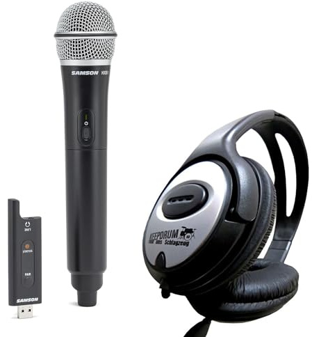 Samson XPD2HQ6 Drahtloses Mikrofon USB-Handmikrofon 2.4 GHz + keepdrum Kopfhörer
