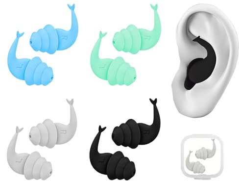 YPYMOD 4 Paar Schwimmen Ohrstöpsel, Silikon Komfortable mit Geräuschunterdrückung, Wiederverwendbare Ohrschutz zum Duschen Schwimm Surfen Schnorcheln Andere Wassersportarten(Blau,Grün,Grau,Schwarz