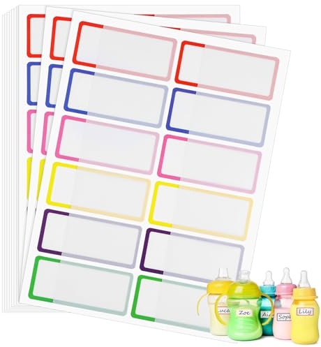 120 Pcs Name Labels, Waterproof School Name Labels Stickers for Kids Daycare Labels Reusable Baby Bottle Labels Multipurpose Write-On Name Labels for Sippy Cup Plastic Water Bottle Daycare Supplies