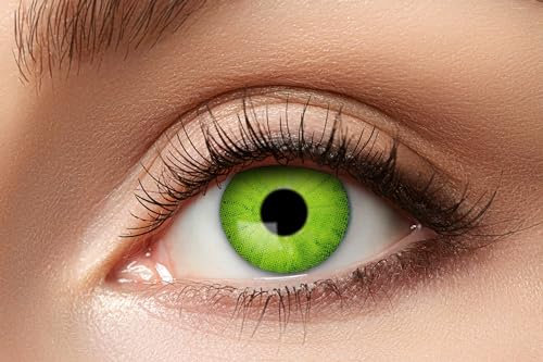 Zoelibat Eyecatcher – Electro Green – Farbige Jahres-Kontaktlinsen in Grün-Schwarz – Kontaktlinsen ohne Stärke – mit Aufbewahrungsbehälter
