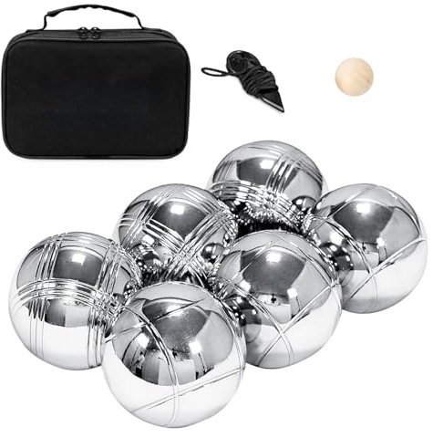 Boules - Juego de tazas de bola, fabricadas en metal | Juego de bolas de petanca Truevastste al aire libre, bolas de metal para fiestas en la playa, picnics al aire libre y tarros
