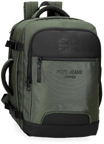 Pepe Jeans Bromley Rucksack für Notebook, 39,6 cm (15,6 Zoll), Schwarz, 25 x 40 x 17 cm, Polyester, 17 l, von Joumma Bags, Schwarz, Talla única, Kabinenrucksack für Laptop